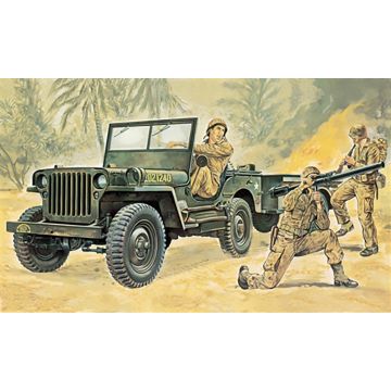 Italeri 1:35 Willys MB Jeep with Trailer Plastic Model Kit