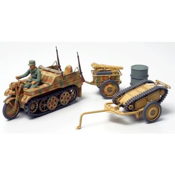Tamiya 1:48 Kettenkraftrad w/ Cart & Goliath Plastic Model Kit