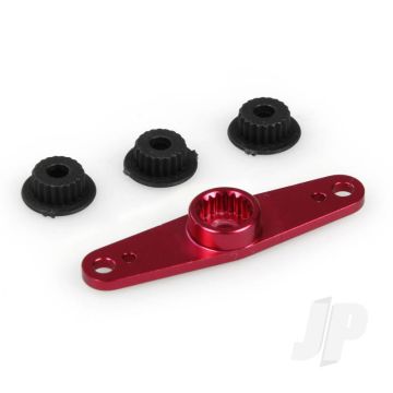 JP Aluminium CNC RC Servo Double Arm (Red) (Futaba/JR/Hitec)