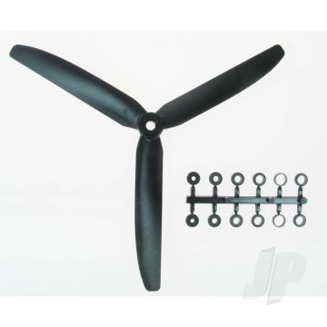 GWS Slow Fly Propeller 9x5 3-Blade Black Opposite Rotation