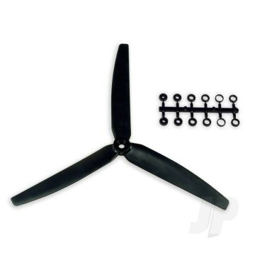 GWS Slow Fly Propeller 10x6 3-Blade Black Opposite Rotation