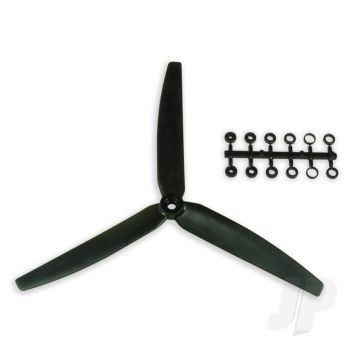 GWS Slow Fly Propeller 7x3.5 3-Blade Black Opposite Rotation