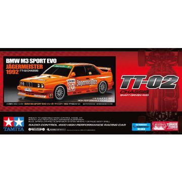Tamiya 1:10 BMW M3 Sport Evo Jägermeister 1992 (TT-02) RC Car Assembly Kit