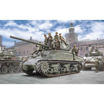 Italeri 1:35 M4A1 Sherman with 7 Infantry Figures Plastic Model Kit