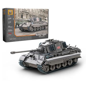 Build Army King Tiger Tank (Tiger ll) Grey Brick Build Model Kit