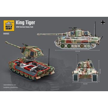 Build Army King Tiger Tank (Tiger ll) In Camo Brick Build Model Kit