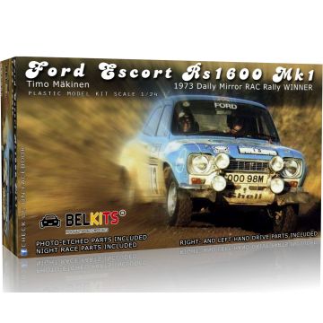 Belkits 1:24 Ford Escort RS1600 Mk1 RAC 1973 Timo Mäkinen Rally Car Plastic Model Kit