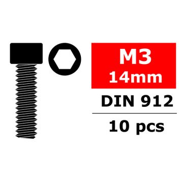 Team Corally Steel Screws M3 X 14mm Hex Socket Head 10 Pc