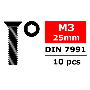 Corally Steel Screws M3 X 25mm Hex Flat Head 10 Pcs