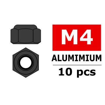 Team Corally Aluminium Nylstop Nut M4 Gun Metal 10 Pcs