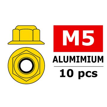 Team Corally Aluminium Nylstop Nut M5 Flanged Gold 10 P