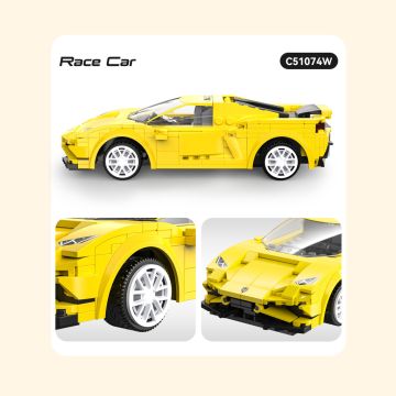 CaDA Yellow Evo Sports Car - 289 Piece Brick Build Model Kit