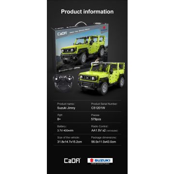 CaDA 1:12 Suzuki Jimny - 579 Piece Brick Build Model Kit