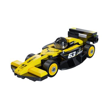 CaDA Mini Yellow Circuit Racing Car - 70 Piece Brick Build Model Kit
