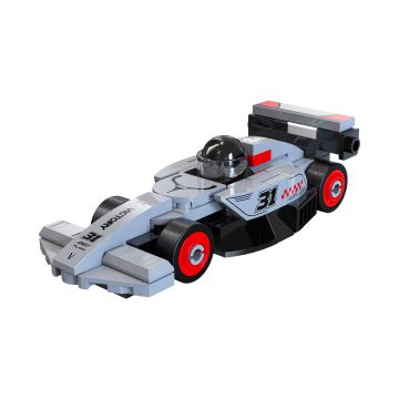 CaDA Mini Grey Circuit Racing Car - 70 Piece Brick Build Model Kit