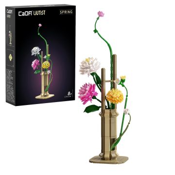 CaDA Oriental Floral Art: Spring - 613 Piece Brick Build Model Kit