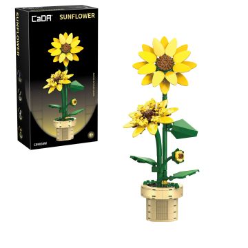 CaDA Sunflower Building Block Planter - 187 Piece Brick Build Model Kit