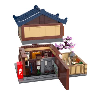 CaDA Japanese Sento Bathhouse - 1249 Piece Brick Build Model Kit
