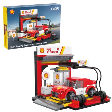 CaDA Shell Pit Stop Staging Station - 237 Piece Brick Build Model Kit