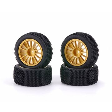 Carisma M48S Dirt Spec Tyres Mounted Gold Multispoke Wheels