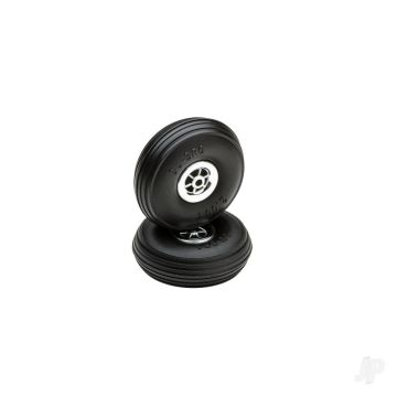 Dubro 2in Diameter Chrome Treaded Wheels (2) For RC Model Planes