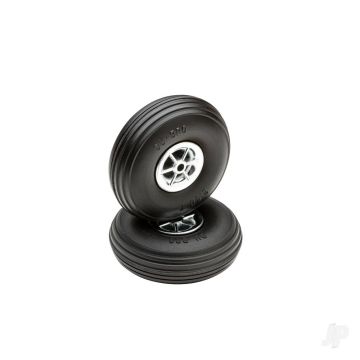 Dubro 2-1/2in Diameter Chrome Treaded Wheels (2) For RC Model Planes