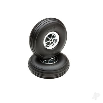 Dubro 2-3/4in Diameter Chrome Treaded Wheels (2) For RC Model Planes