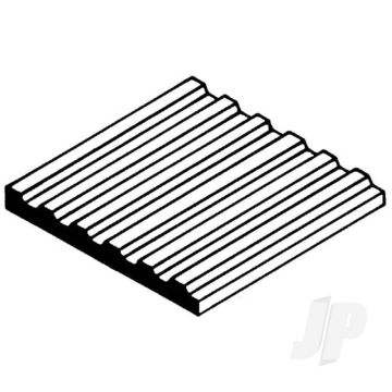 Evergreen 6x12in (15x30cm) Corrugated Metal Siding Plastic Sheet .040in (1.0mm) Plastic Sheet .030in Groove Spacing