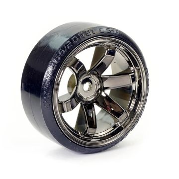 Fastrax 1/10 Street/Drift Tyre 6-Spoke Wheel (6mm Offset) - Grey Chrome