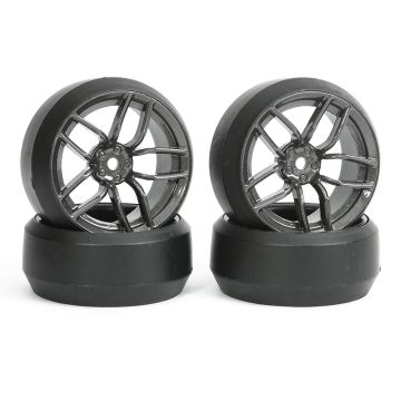 Fastrax 1/10 (4) Drift D3 Tyre With 3mm 10-Spoke Wheel-Graphite