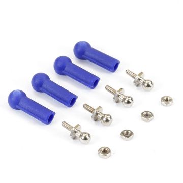 Fastrax Ball Joint Cups & Studs (x4) For RC Car Helicopter - Blue