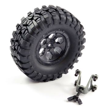 FTX Outback Spare Tyre Mount & Tyre/6 Hex Wheel Black