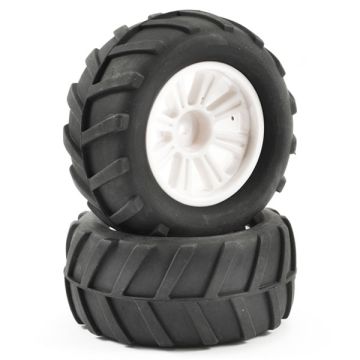 FTX Comet Monster Rear Mounted Tyre & Wheel White (Pair)