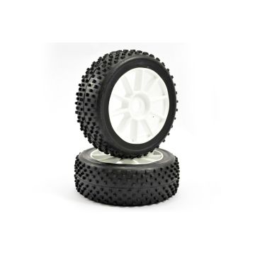 Fastrax 1/8th Chip Block Buggy Tyres Pre-Mounted on 10 Spoke Wheels Set of 2