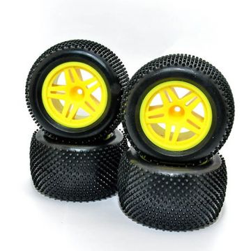 Hobao Hyper TT Truck Tyres Mounted Yellow Wheel (4pcs)