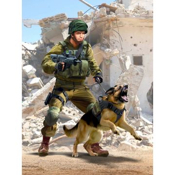ICM 1:16 IDF K-9 Unitz "OKETZ" Officer with Dog 1:16 Figures Plastic Model Kit