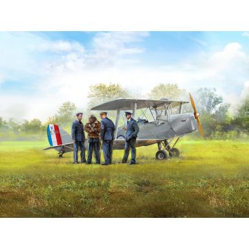 ICM 1:32 DH. 82A Tiger Moth Aircraft with WWII RAF Cadets (4 Figures) Plastic Model Kit
