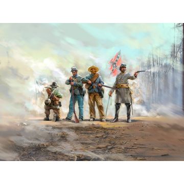 ICM 1:35 American Civil War Confederate Infantry (Set #1) 4 Figures Plastic Model Kit
