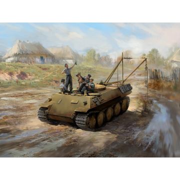 ICM 1:35 "Prost!" Between Battles on Bergepanther (ARV Bergepanther with 4 Figures & Dog) Plastic Model Kit