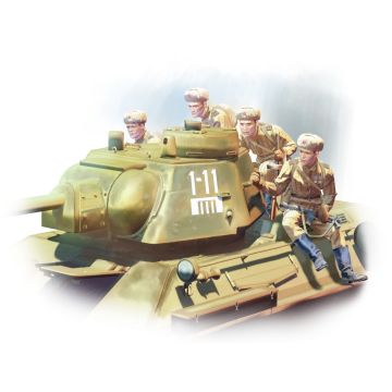 ICM 1:35 T-34-76 with 4 Soviet Tank Rider Figures Plastic Model Kit