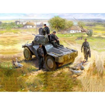 ICM 1:35 Panzerspähwagen P 204 (f) German Armoured Vehicle with 4 Crew Figures & Cat Plastic Model Kit