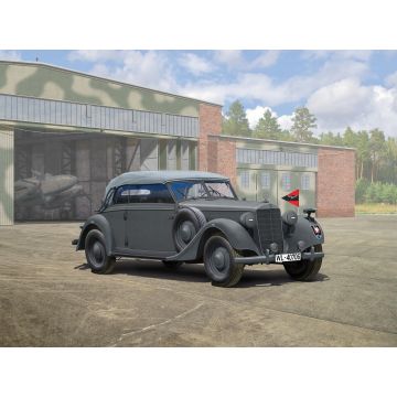 ICM 1:35 Typ 320 (W142) Cabriolet Soft Top WWII German Staff Car Plastic Model Kit