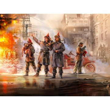 ICM 1:35 American Fire Truck Crew (1910s) 6 Figures Plastic Model Kit
