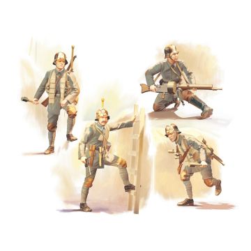 ICM 1:35 German Sturmtruppen (1918) 4 Figures Plastic Model Kit