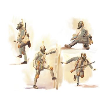 ICM 1:35 German Infantry In Gas Masks (1918) 4 Figures Plastic Model Kit