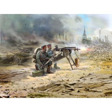 ICM 1:35 WWI German MG08 MG Team 2 Figures Plastic Model Kit
