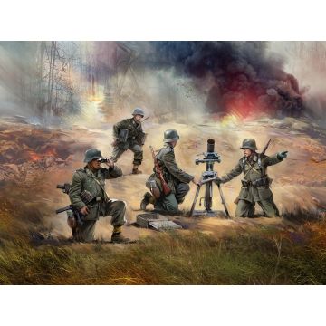 ICM 1:35 WW2 German Mortar GrW 34 with Crew (Mortar & 4 Figures) Plastic Model Kit