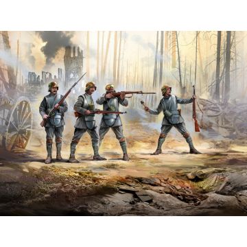 ICM 1:35 WWI German Infantry in Armour 4 Figures Plastic Model Kit