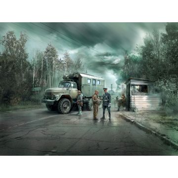 ICM 1:35 Chernobyl #1 Radiation Monitoring Station (ZiL Truck / Barrier Checkpoint & 5 Figures) Plastic Model Kit