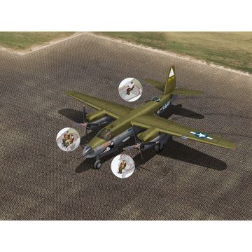 ICM 1:48 Airfield of the American Bomber Group (B-26G Marauder with Crew & Landing Mat) Plastic Model Kit
